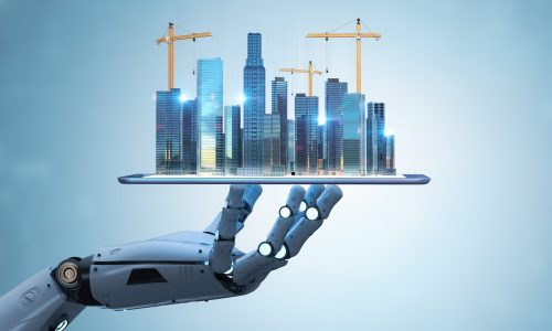 Smart,City,With,3d,Rendering,Robot,With,Development,City